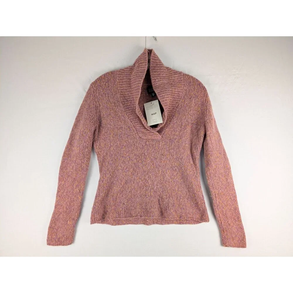 Eileen Fisher Sweater Womens Small Pink/Orange Shawl Neck Pullover